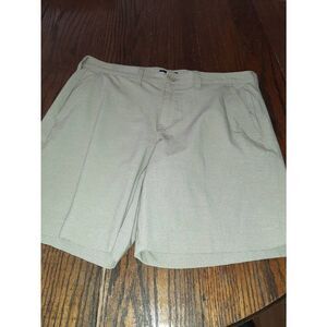 Mens Size 32 George Brown Khaki Tan White Small Plaid Mid Rise Shorts Pockets